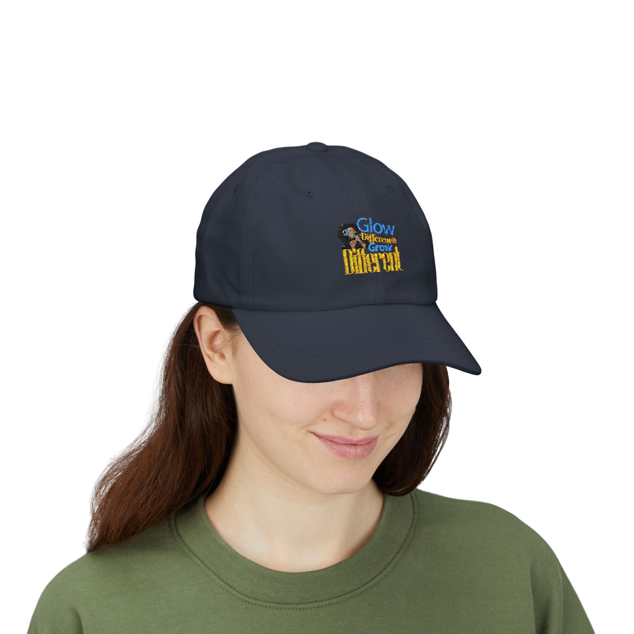 Glow Different Dad Hat, Adjustable White Cap, Unisex Cotton Baseball Cap, Everyday Casual Headwear, The Ameya Taylor Experience